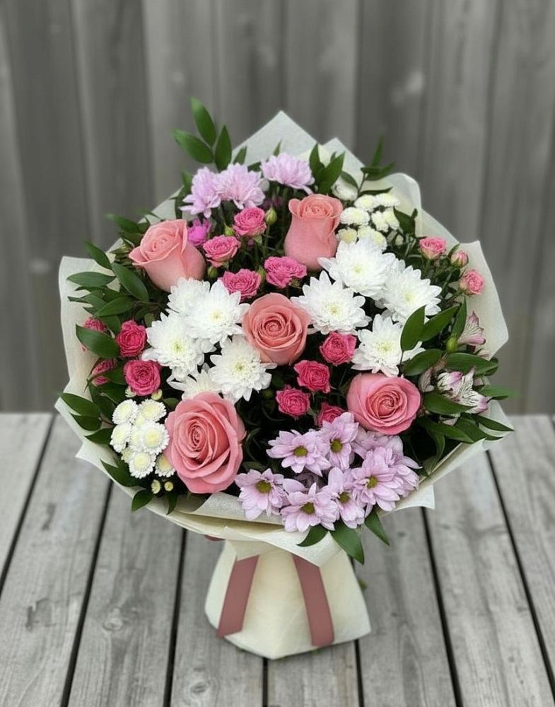 Букет цветов из: Альстромерии, Гвоздики, Розы и Хризантемы в Первомайском Тамбовской области