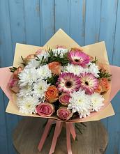 Букет цветов из:  Розы, Герберы и Хризантемы в Первомайском Тамбовской области