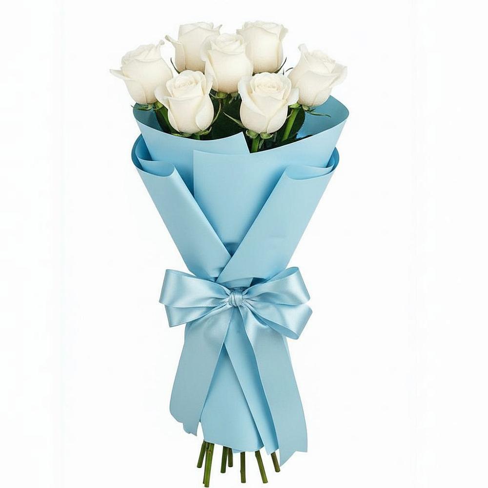 Букет 7 белых роз Проуд в Первомайском Тамбовской области