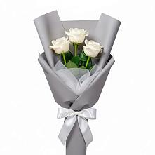 Букет 3 белые розы в Первомайском Тамбовской области