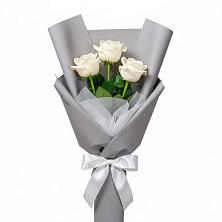 Букет 3 белые розы в Первомайском Тамбовской области
