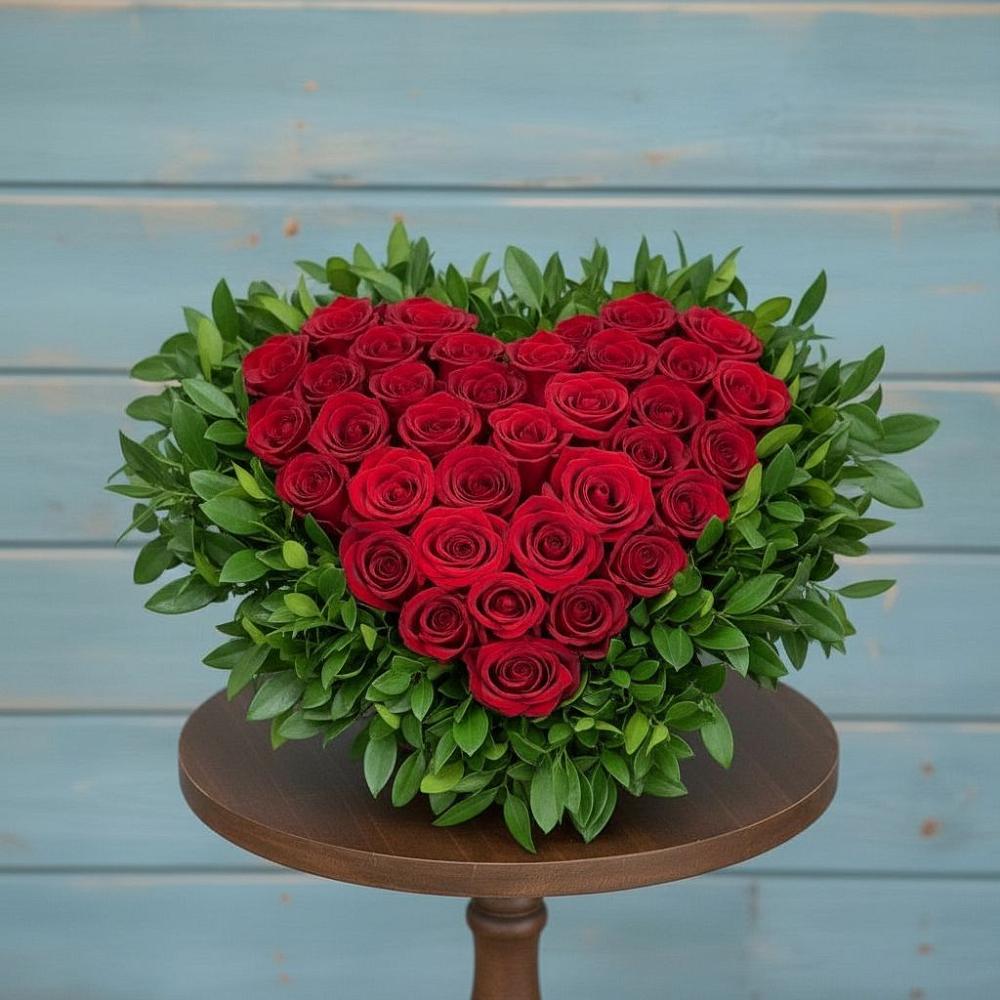 Цветочная композиция из Розы в виде сердца в Первомайском Тамбовской области