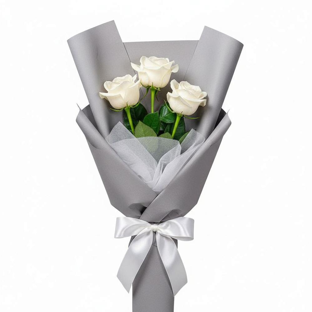 Букет 3 белые розы в Первомайском Тамбовской области