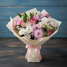 Букет цветов из:  Хризантемы, Альстромерии и Розы #REPLACE_PRED# Первомайском Тамбовской области