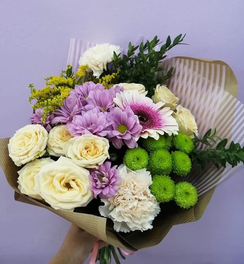 Букет цветов из: Хризантемы, Розы, Гвоздики и Герберы в Первомайском Тамбовской области