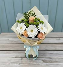 Букет цветов из:  Герберы, Розы и Хризантемы в Первомайском Тамбовской области